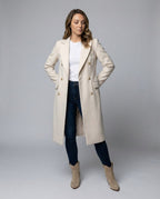 Cappotto Lungo Sartoriale da Donna Doppio Petto | Soprabito Elegante con Revers Classici
