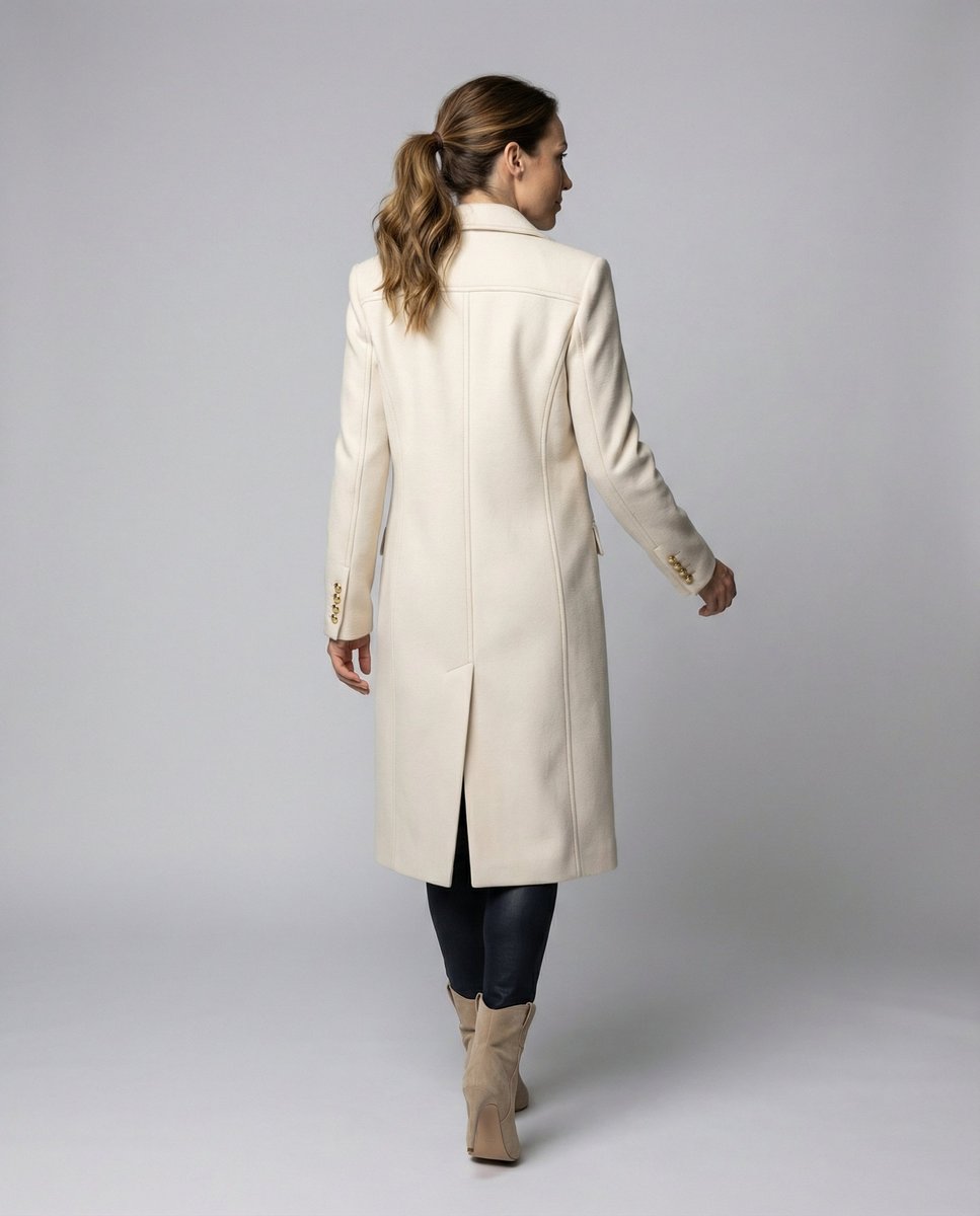 Cappotto Lungo Sartoriale da Donna Doppio Petto | Soprabito Elegante con Revers Classici