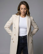 Cappotto Lungo Sartoriale da Donna Doppio Petto | Soprabito Elegante con Revers Classici