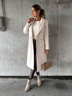 Cappotto Lungo Sartoriale da Donna Doppio Petto | Soprabito Elegante con Revers Classici