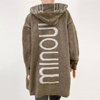 Cardigan lungo da donna con cappuccio in maglia aperta – Maglia morbida, calda e comoda con tasche