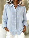 Camicia da Donna a Righe con Chiusura a Bottoni | Blusa Elegante a Maniche Lunghe con Colletto Classico
